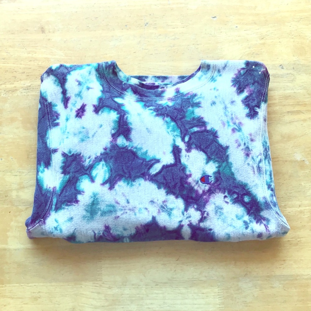Champion Reverse Weave Tye Dye Crew Neck Sweater